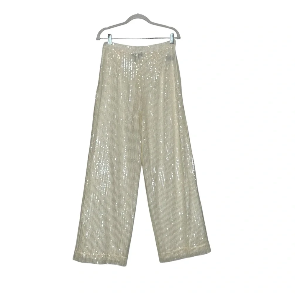 House of Harlow 1960 x REVOLVE Cream Sequin Wide Leg Pants| M